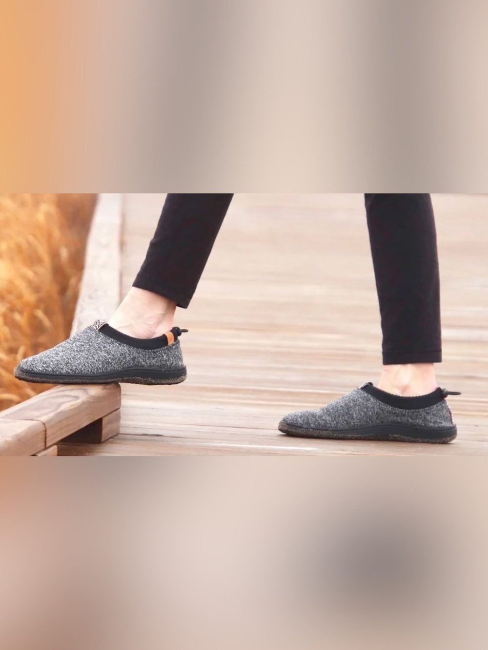 Acorn Women’s Gray Slip-On Wool Blend Slippers Size 9